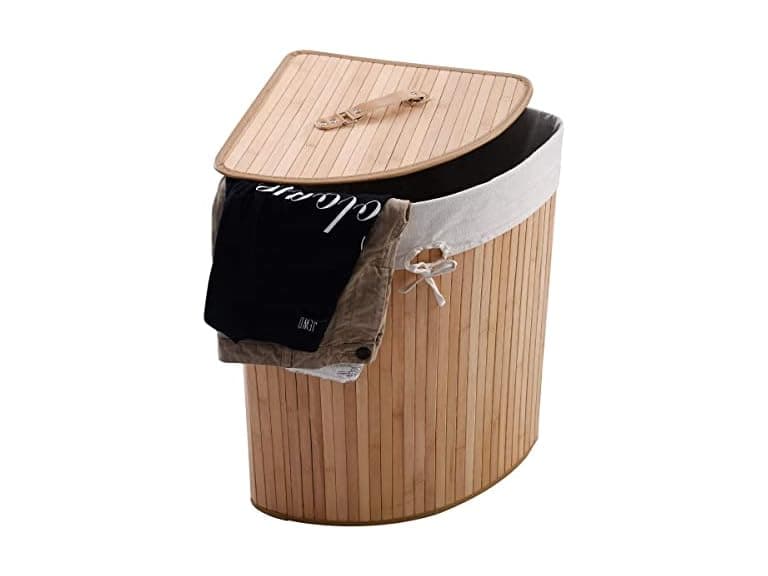 Julimoon Bamboo Laundry Hamper with Lid, Beige - Image 1