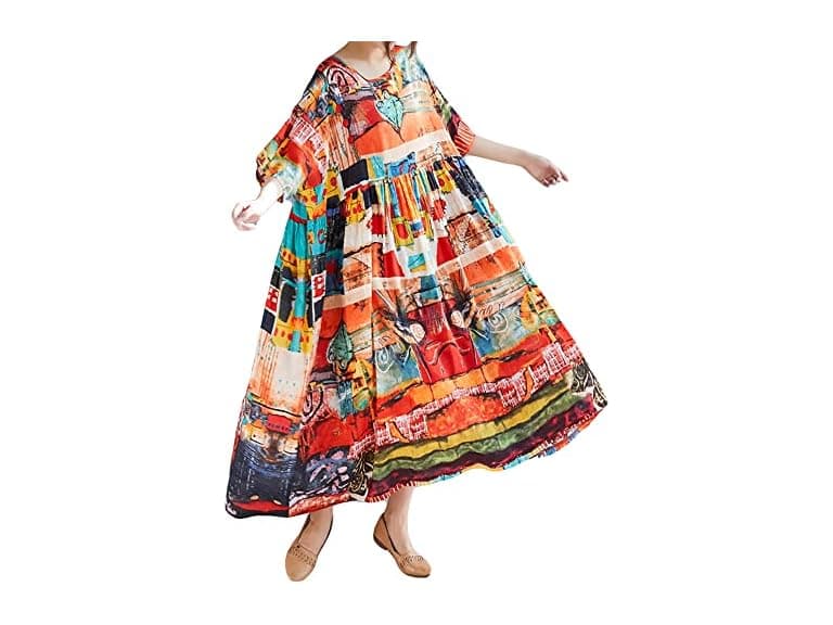 Versear Women Paint Maxi Loose Dress - Image 1