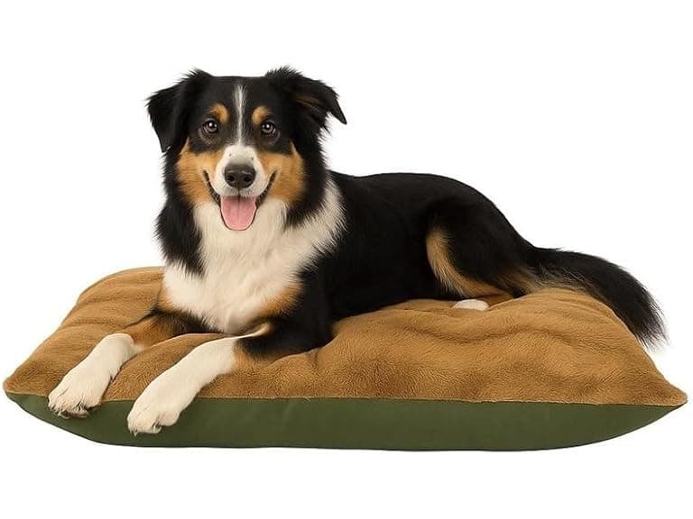 Furhaven Large Plush & Twill High-Loft Pillow Pet Bed, Fir - Image 1