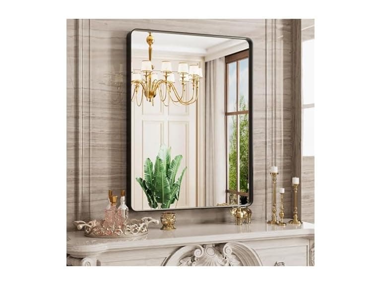 JISOSO 24x32 Inch Bathroom Mirror Black - Image 1