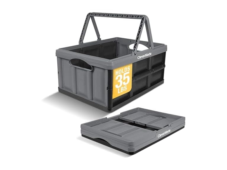 CleverMade Collapsible Shopping Basket 32L- Gray - Image 1