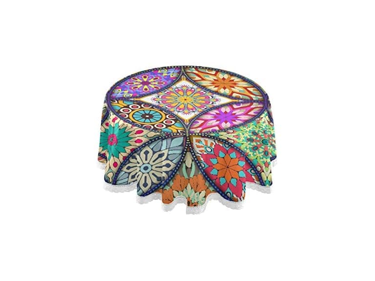 Qilmy Boho Mandala Native Round Table Cloth - Image 1