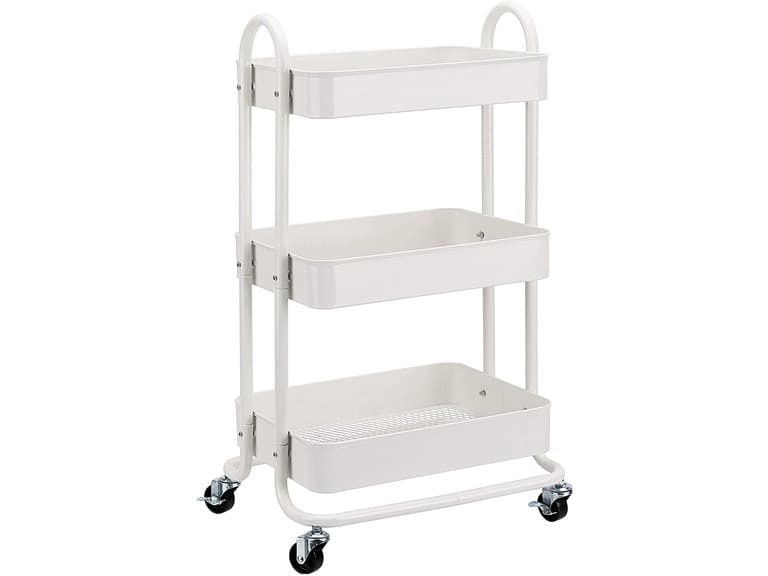 Amazon Basics 3-Tier Rolling Cart, White - Image 1