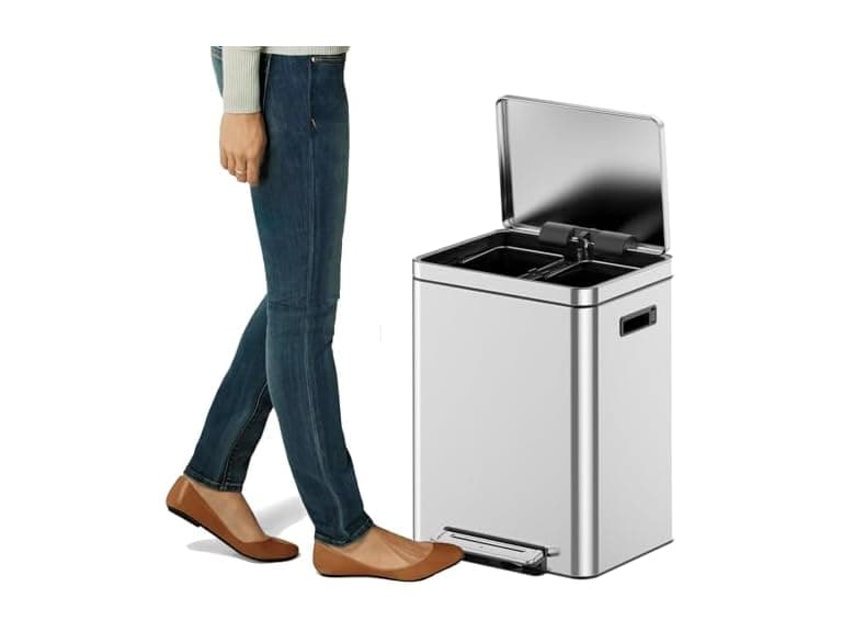 MOVECOM 2 x 4 Gal (2 x 15L) Dual Compartment Trash Can - Image 1