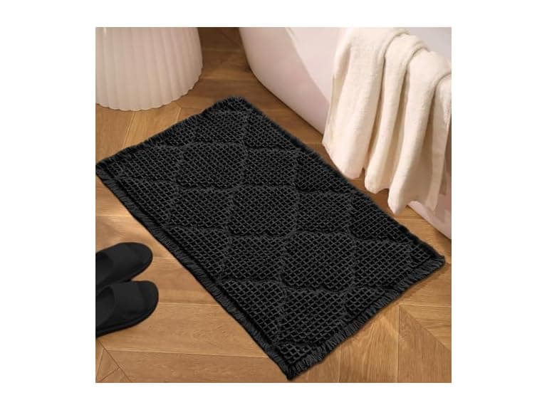 ZALL Tan Waffle Bath Mat, Super Absorbent - Image 1