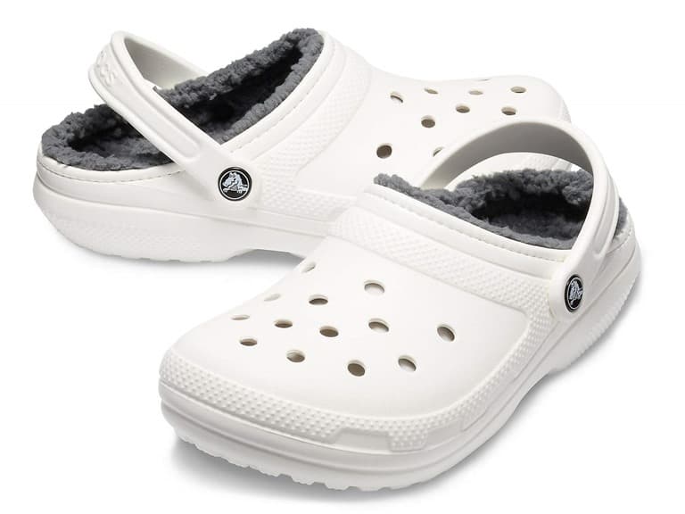 Crocs Unisex- Classic Lined Clog, White/Grey, 11 WM - Image 1