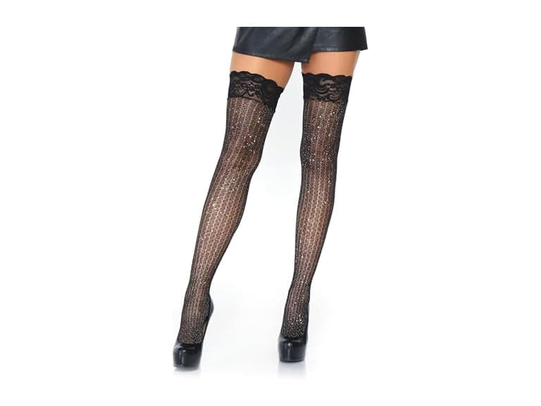 Leg Avenue Women (OS) Stay Up Lace Lurex Cable Top - Image 1