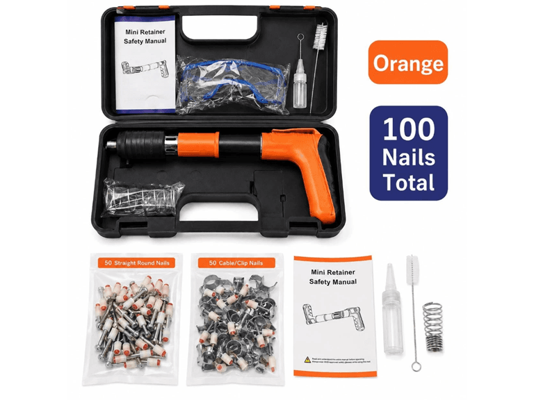Mini Steel Nail Gun Kit w/ Case & Nails - Image 1