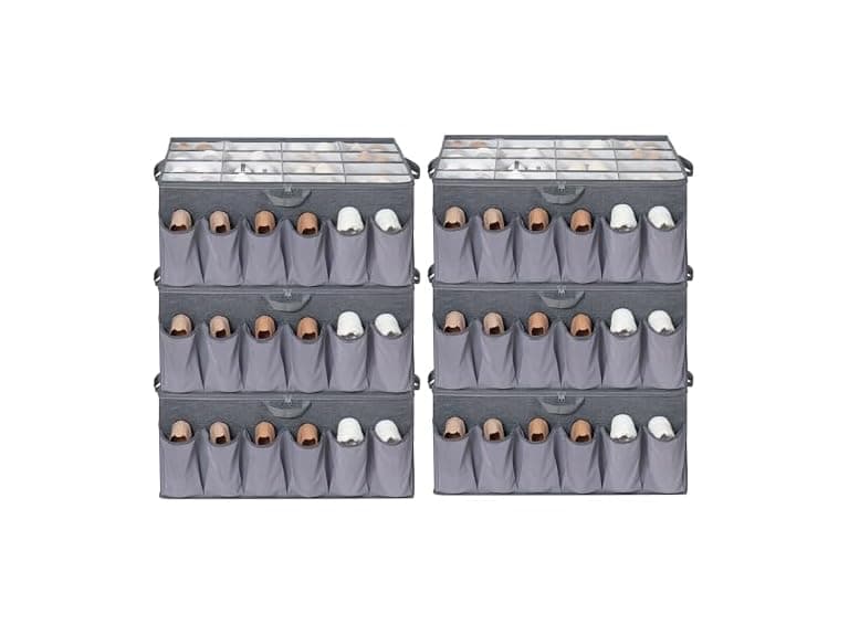 STORAGEIDEAS Extra Large Fabric Shoe Organizer Grey, 6 Pack - Image 1