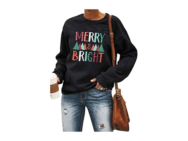Fayaleq Women (XL) Christmas Sweatshirt Merry Tops - Image 1