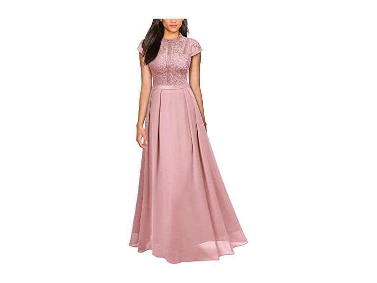 Miusol Women (L) Formal Scoop Neck Lace Maxi Dress - Image 1
