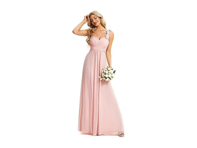 Ever-Pretty Women Line V Neck Pleated Long Dress - Image 1