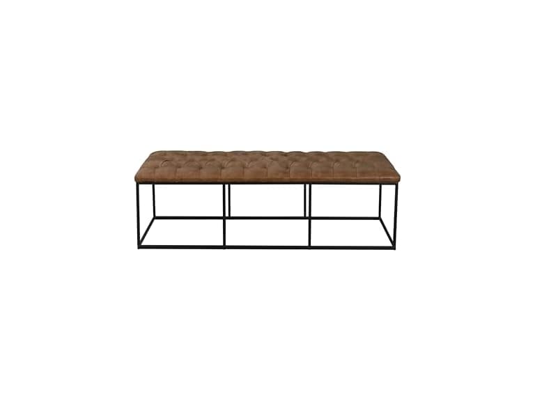 HomePop 58in Bench PU Leather Lt Brown - Image 1