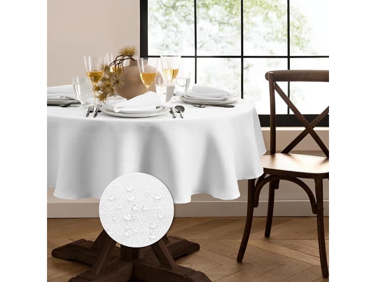 Elrene Home Fashions Laurel 70" Round, White - Image 1