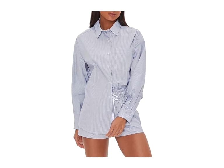 Forever 21 (L) Pinstriped Button-Front Shirt - Image 1