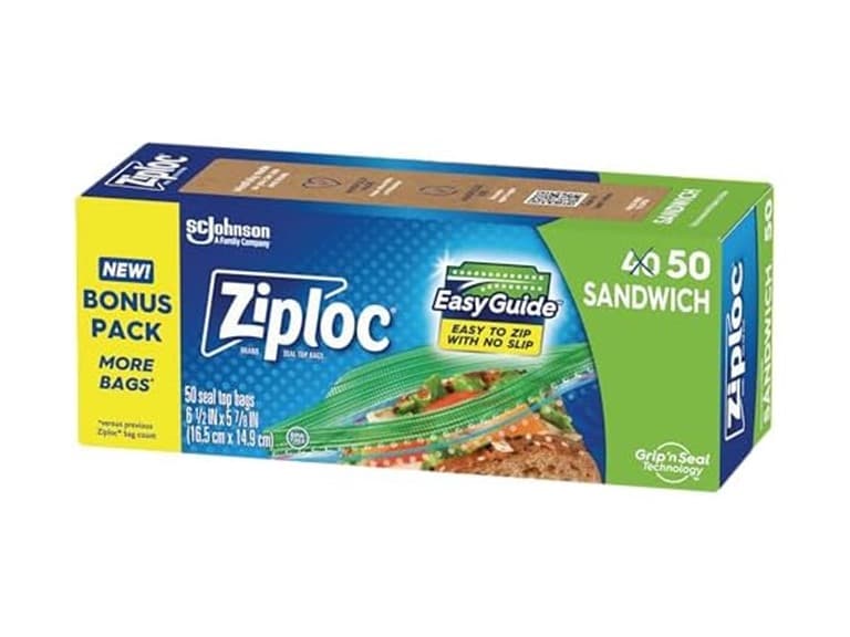 Ziploc Sandwich and Snack Bags, 50 Bags Total - Image 1