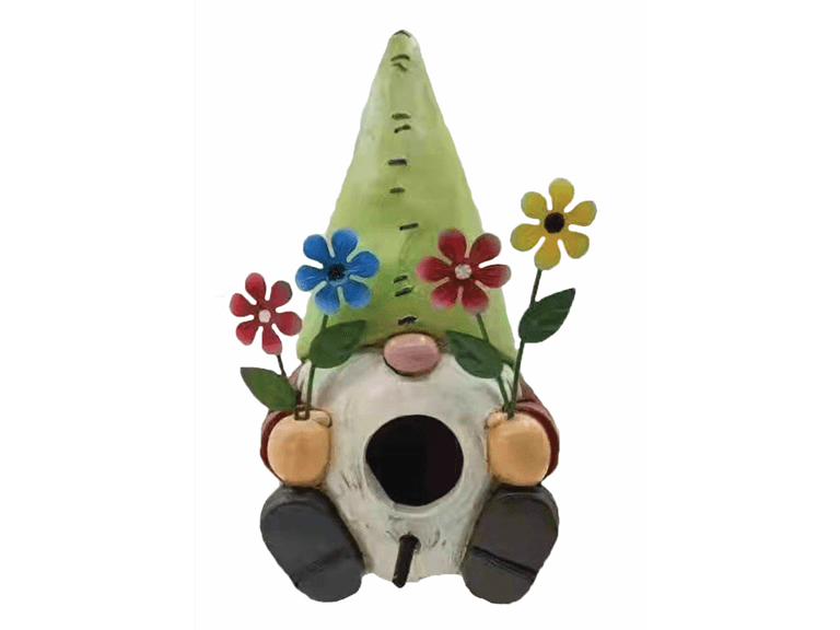 7.5" Resin Gnome Bird House - Image 1