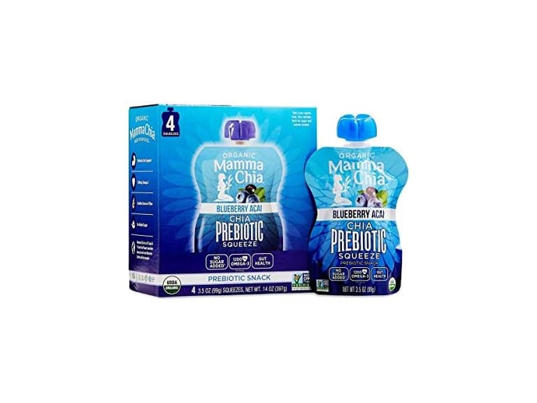 4PK Mamma Chia Organic Prebiotic Squeeze Snack, Blueberry - Image 1