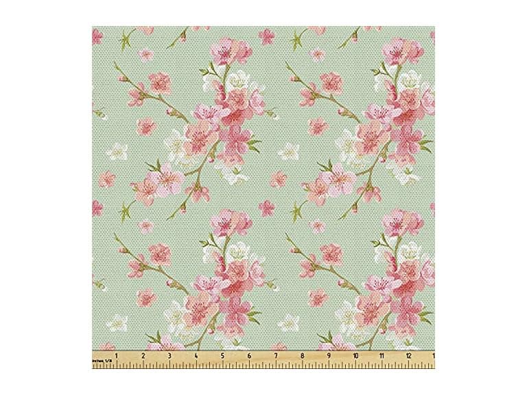 Ambesonne Shabby Flora Fabric by The Yard, Retro Spring - Image 1