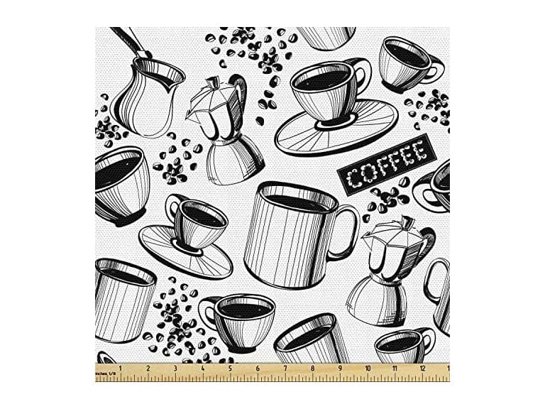 Lunarable Coffee Fabric by The Yard, Abstract - Image 1