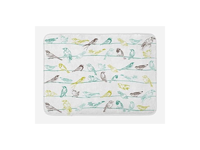 Ambesonne Birds Bath Mat, Various Type of Birds - Image 1