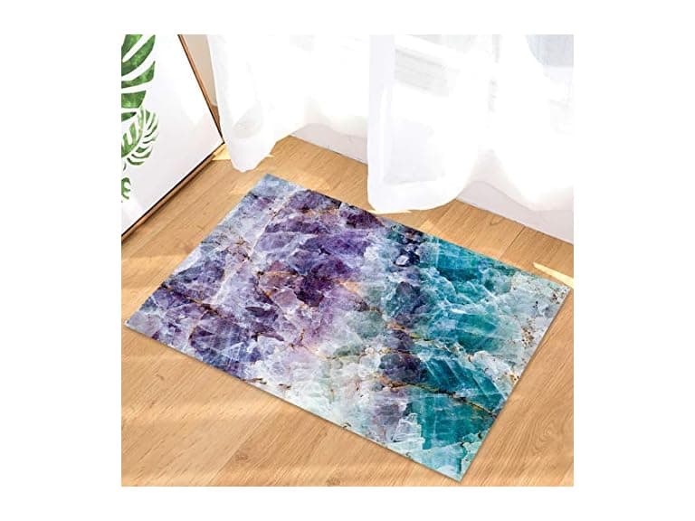 Marble Pattern Blue and Purple Floor Mat Welc - Image 1