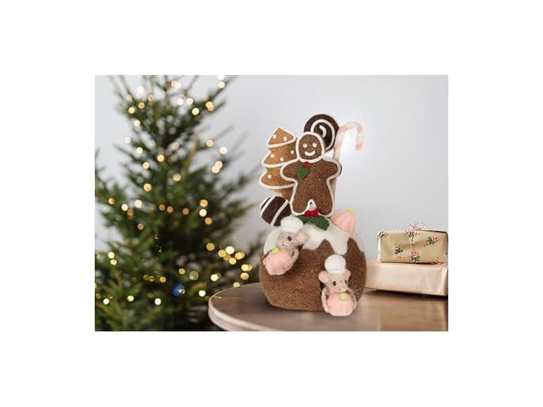 Abbott Collection 11" Christmas Pudding with Cookies & Mice Figurine - Image 1