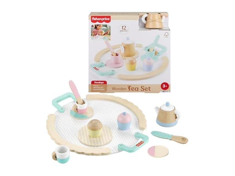 Fisher-Price Wood Pretend Play Toy Tea Set - Image 1