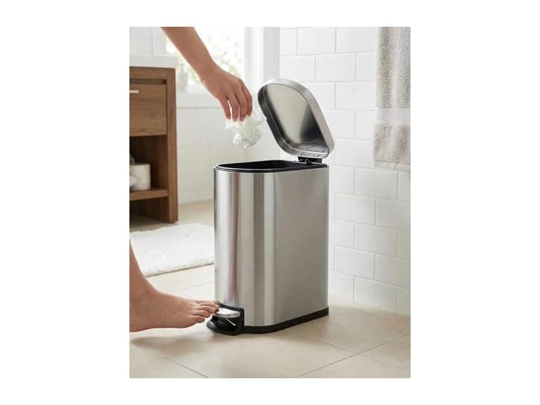 MOVECOM 2.6 Gal Step-On Trash Can Silver - Image 1