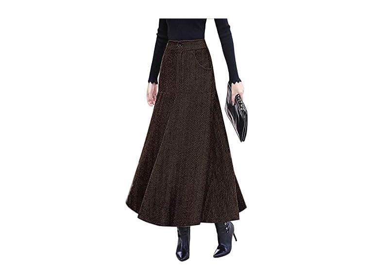 Idealsanxun Women (M) Long Wool Skirts Fall Skirts - Image 1