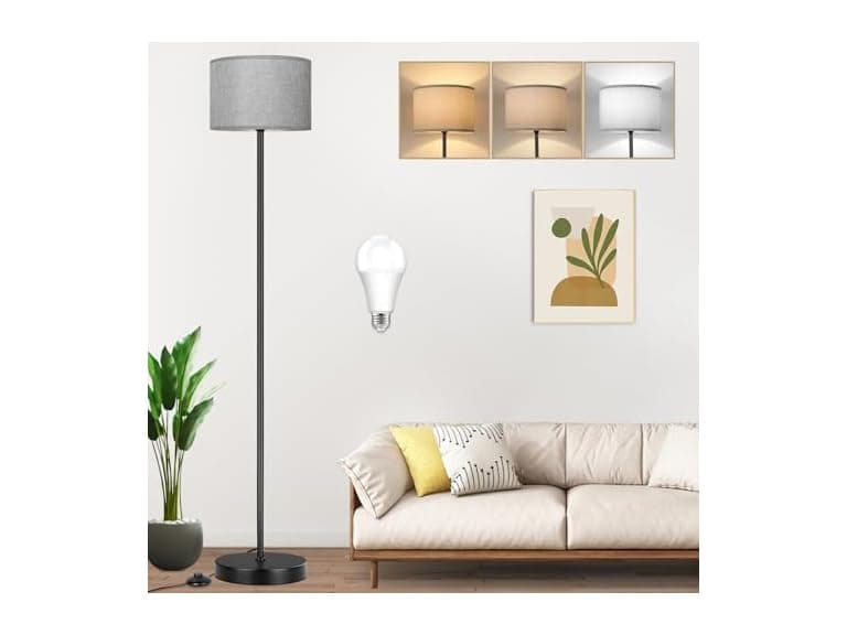 TOBUSA 65’’ Tall Floor Lamp with Grey Shade - Image 1
