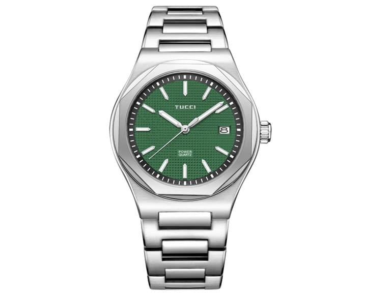 CONSUETO / WATCH / SILVER STAINLESS STEEL + GREEN - Image 1