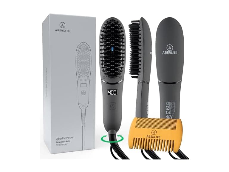 Compact Beard Straightener Brush for Men - Image 1