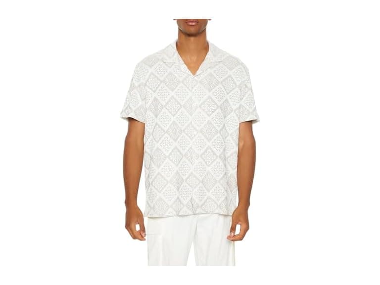 Forever 21 (M) Lace Diamond Button-Front Shirt - Image 1