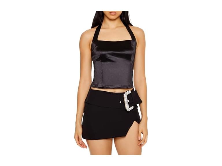 Forever 21 Women (XL) Satin Halter Crop Azalea Top - Image 1