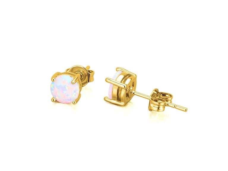 Genuine White Fire Opal Stud Earrings - Image 1