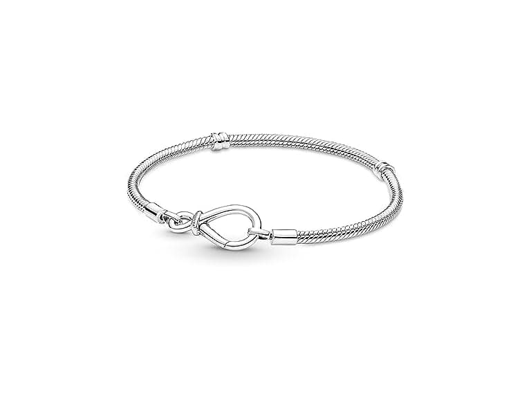 PANDORA Moments Infinity Knot Snake Chain Bracelet - Compatible Moments Charms - Sterling Silver Charm Bracelet for Women - Gift for Her - 17 cm, No Gift Box (Open Box) - Image 1