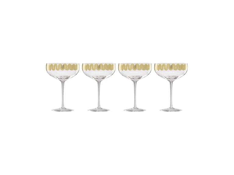 Cambridge Gold Decal Coupe Glasses, Set Of 4 - Image 1