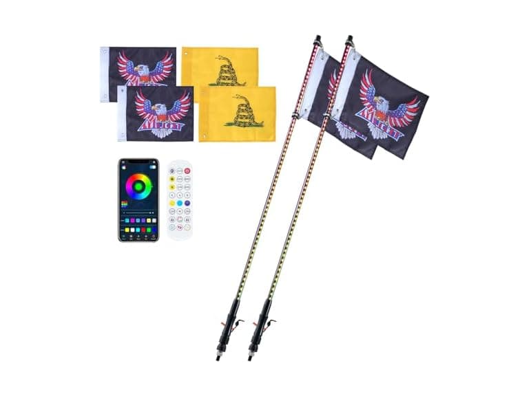 2 PCS 4 FT Whip Light, APP & RF Remote Control - Image 1