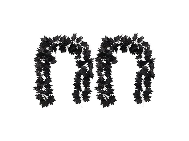 Hananona 2 Pcs Artificial Black Flowers Maple Garlands - Image 1