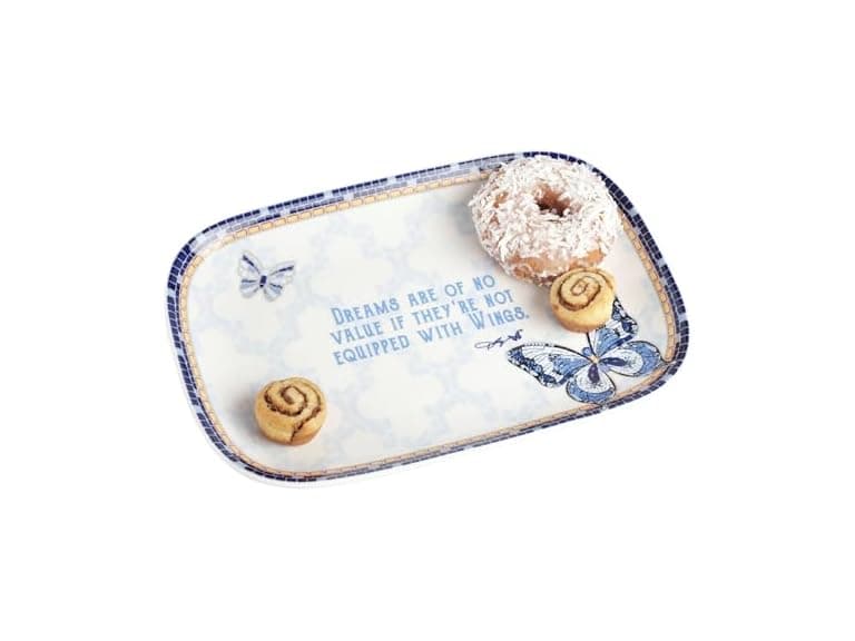 Dolly Parton Jeweled Mosaic Blue Butterfly Design Small Serving Tray - Image 1