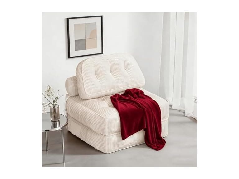 NESLAKO White Folding Sofa Bed - Image 1