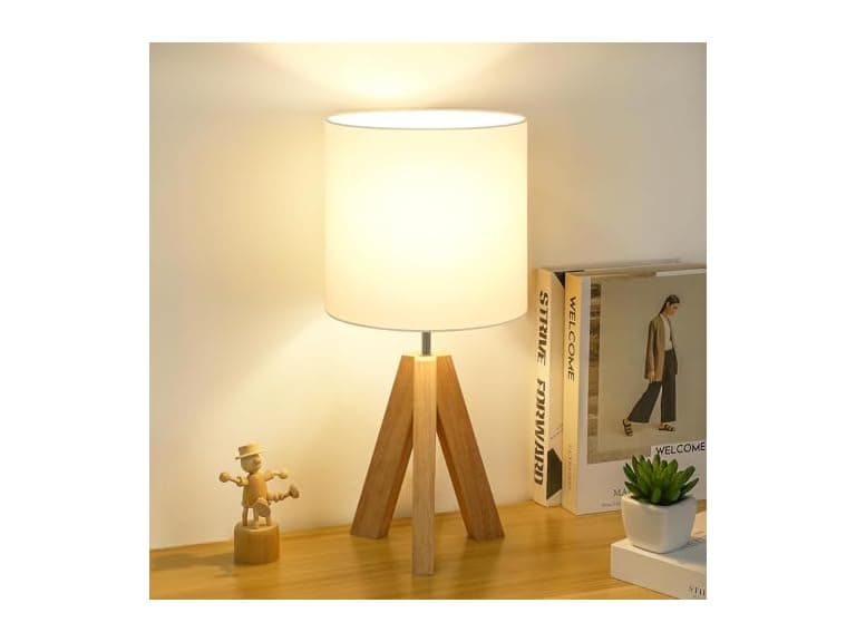Brightever Small Wooden Tripod Table Lamp - Image 1