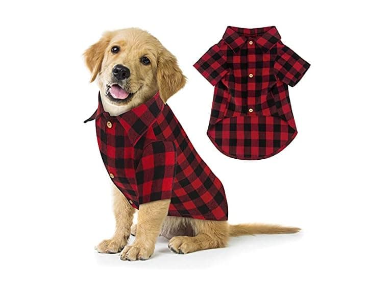 Plaid Dog Shirt Red Buffalo Dog Outfit Soft XL - Image 1