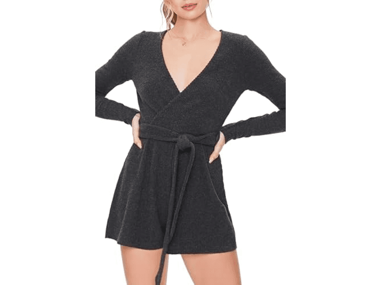 Forever 21 Self-tie Belted Surplice Romper - Image 1