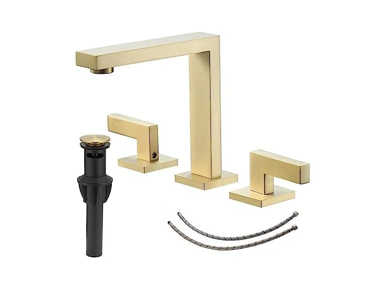 BWE Brushed Gold 8 Inch Widespread Bathroom Sink Faucet - Image 1