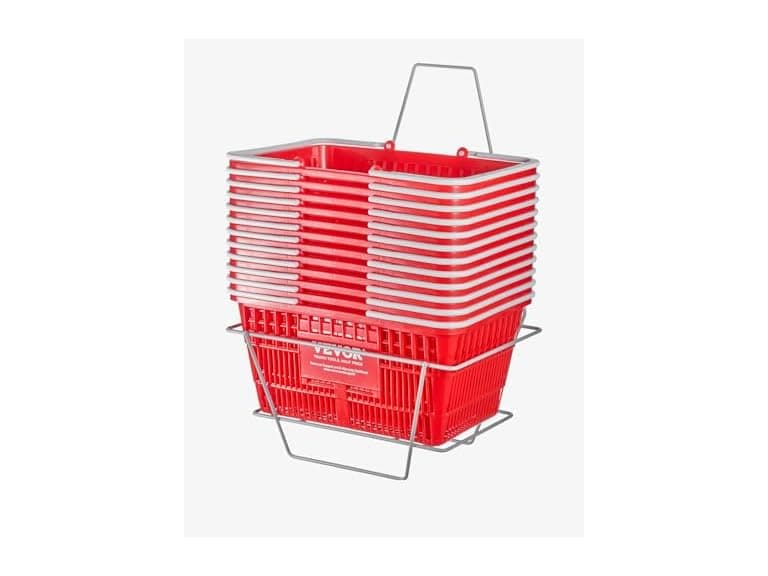 Shopping Baskets, 12-Pack, Red, Sturdy - Image 1