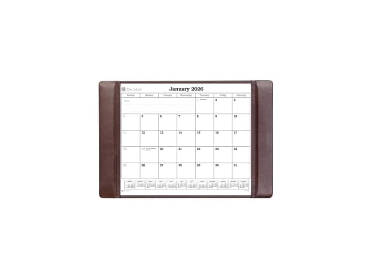 Chocolate Brown Leather Desk Pad w/Calendar, 25.5 x 17.25 - Image 1