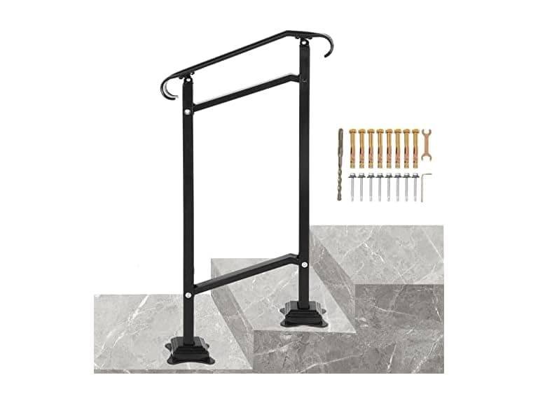 Outdoor Stair Railing, Fit 1 or 2 Steps Wrought - Image 1