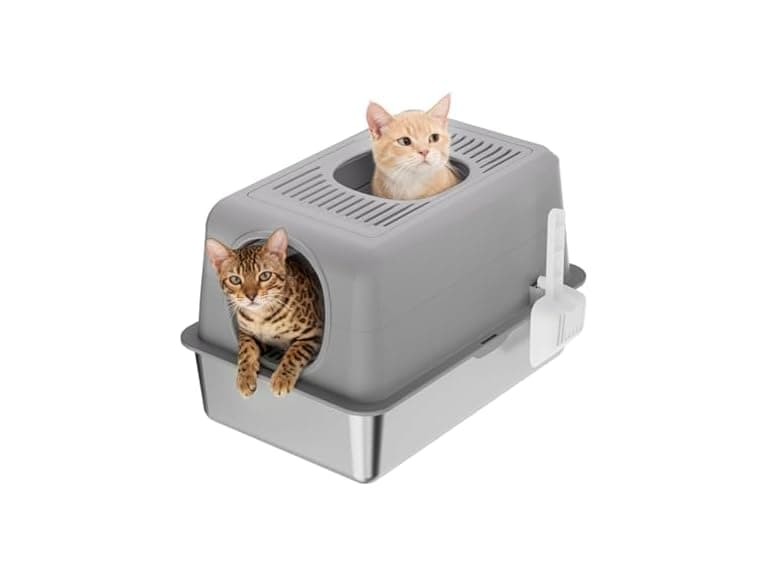 CuisinSmart Enclosed Stainless Steel Cat Litter Box - Image 1